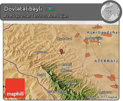 Satellite 3D Map of Dövlǝtǝlibǝyli
