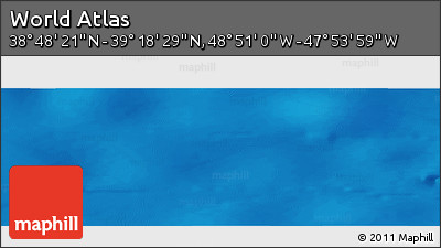 Shaded Relief Panoramic Map of the Area around 39° 3' 25" N, 48° 22' 30" W