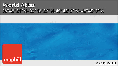 Shaded Relief Panoramic Map of the Area around 39° 3' 25" N, 49° 13' 30" W