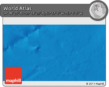 Physical 3D Map of the Area around 39° 3' 25" N, 53° 28' 30" W