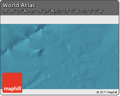 Satellite 3D Map of the Area around 39° 3' 25" N, 53° 28' 30" W