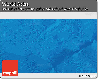 Political 3D Map of the Area around 39° 3' 25" N, 54° 19' 30" W