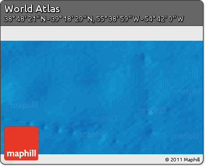 Shaded Relief 3D Map of the Area around 39° 3' 25" N, 55° 10' 29" W