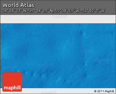 Shaded Relief 3D Map of the Area around 39° 3' 25" N, 55° 10' 29" W
