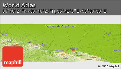 Physical Panoramic Map of the Area around 39° 3' 25" N, 56° 10' 29" E