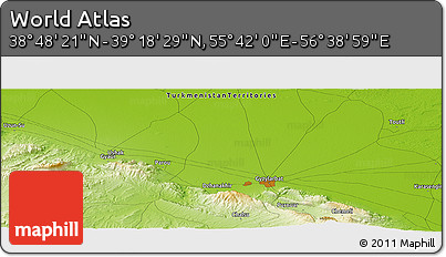 Physical Panoramic Map of the Area around 39° 3' 25" N, 56° 10' 29" E