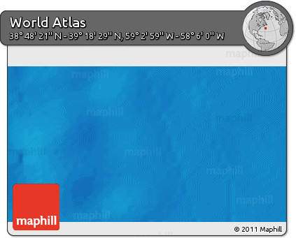 Physical 3D Map of the Area around 39° 3' 25" N, 58° 34' 30" W