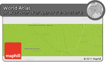 Physical Panoramic Map of the Area around 39° 3' 25" N, 60° 25' 29" E