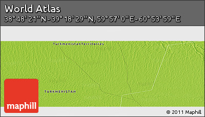 Physical Panoramic Map of the Area around 39° 3' 25" N, 60° 25' 29" E