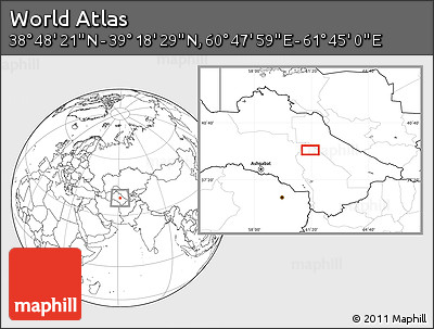 Blank Location Map of the Area around 39° 3' 25" N, 61° 16' 29" E