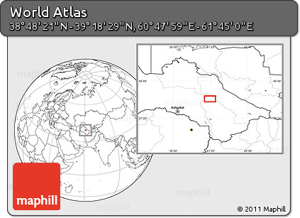 Blank Location Map of the Area around 39° 3' 25" N, 61° 16' 29" E