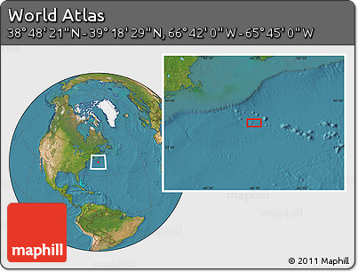Satellite Location Map of the Area around 39° 3' 25" N, 66° 13' 29" W