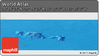 Physical Panoramic Map of the Area around 39° 3' 25" N, 66° 13' 29" W