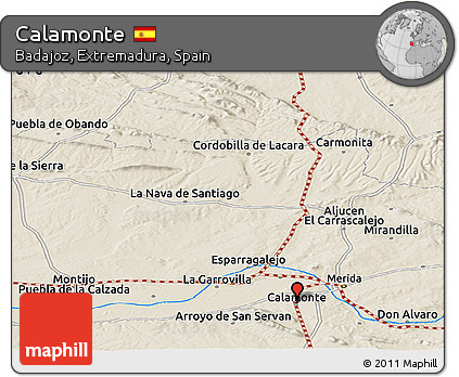 Shaded Relief Panoramic Map of Calamonte