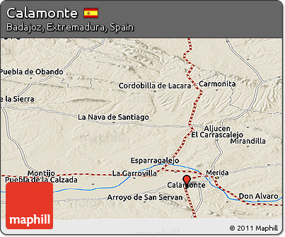 Shaded Relief Panoramic Map of Calamonte
