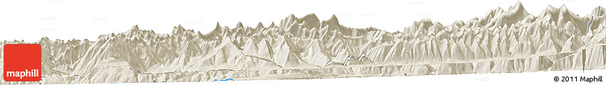 Shaded Relief Horizon Map of the Area around 39° 3' 25" N, 71° 28' 29" E