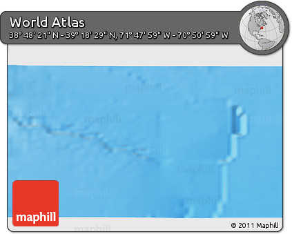 Physical 3D Map of the Area around 39° 3' 25" N, 71° 19' 29" W