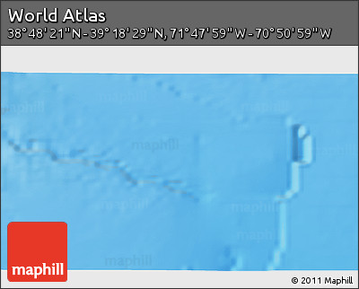 Physical 3D Map of the Area around 39° 3' 25" N, 71° 19' 29" W