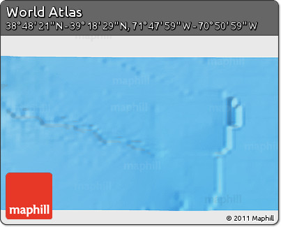Physical 3D Map of the Area around 39° 3' 25" N, 71° 19' 29" W