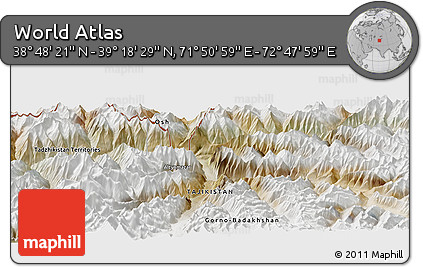 Satellite Panoramic Map of the Area around 39° 3' 25" N, 72° 19' 29" E