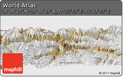 Satellite Panoramic Map of the Area around 39° 3' 25" N, 72° 19' 29" E