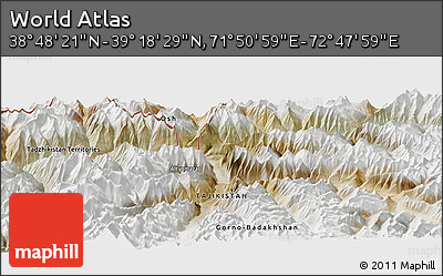 Satellite Panoramic Map of the Area around 39° 3' 25" N, 72° 19' 29" E