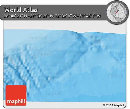 Political 3D Map of the Area around 39° 3' 25" N, 72° 10' 30" W