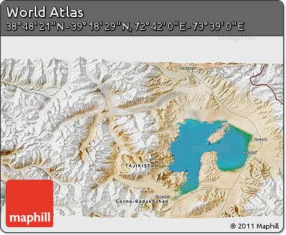 Satellite 3D Map of the Area around 39° 3' 25" N, 73° 10' 30" E