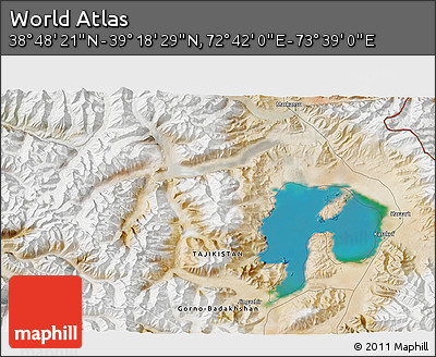 Satellite 3D Map of the Area around 39° 3' 25" N, 73° 10' 30" E