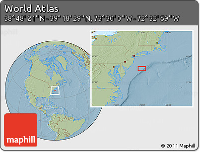 Savanna Style Location Map of the Area around 39° 3' 25" N, 73° 1' 30" W, hill shading