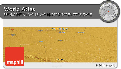 Physical Panoramic Map of the Area around 39° 3' 25" N, 76° 34' 29" E
