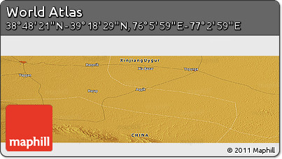 Physical Panoramic Map of the Area around 39° 3' 25" N, 76° 34' 29" E