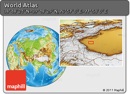 Physical Location Map of the Area around 39° 3' 25" N, 77° 25' 30" E