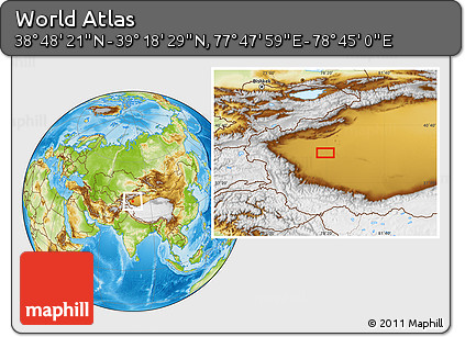 Physical Location Map of the Area around 39° 3' 25" N, 78° 16' 30" E