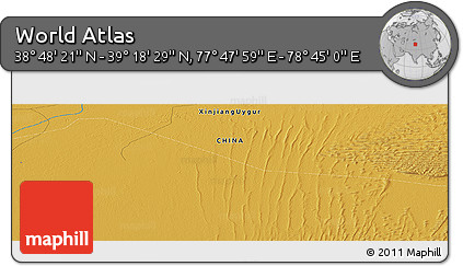 Physical Panoramic Map of the Area around 39° 3' 25" N, 78° 16' 30" E