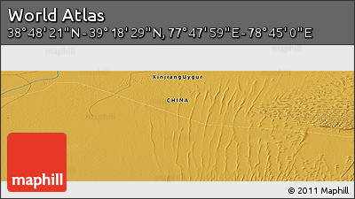Physical Panoramic Map of the Area around 39° 3' 25" N, 78° 16' 30" E