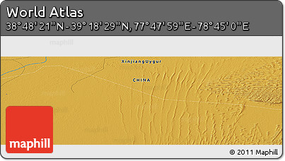 Physical Panoramic Map of the Area around 39° 3' 25" N, 78° 16' 30" E