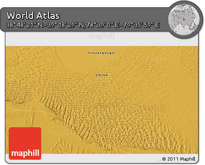 Physical 3D Map of the Area around 39° 3' 25" N, 79° 7' 30" E