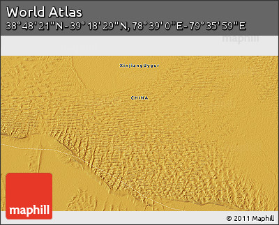 Physical 3D Map of the Area around 39° 3' 25" N, 79° 7' 30" E