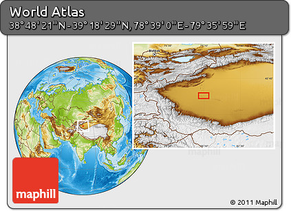 Physical Location Map of the Area around 39° 3' 25" N, 79° 7' 30" E