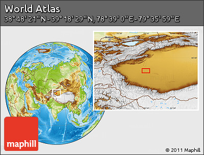 Physical Location Map of the Area around 39° 3' 25" N, 79° 7' 30" E