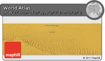 Physical Panoramic Map of the Area around 39° 3' 25" N, 79° 7' 30" E