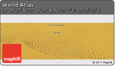 Physical Panoramic Map of the Area around 39° 3' 25" N, 79° 7' 30" E