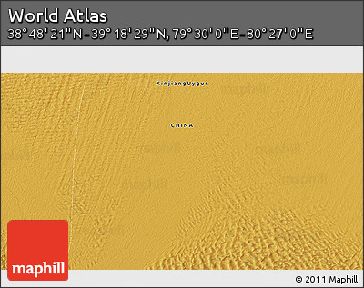 Physical 3D Map of the Area around 39° 3' 25" N, 79° 58' 29" E