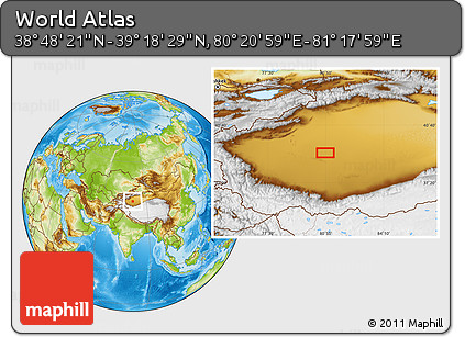 Physical Location Map of the Area around 39° 3' 25" N, 80° 49' 29" E