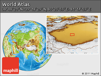Physical Location Map of the Area around 39° 3' 25" N, 80° 49' 29" E