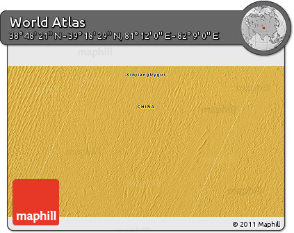 Physical 3D Map of the Area around 39° 3' 25" N, 81° 40' 30" E