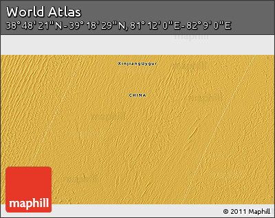 Physical 3D Map of the Area around 39° 3' 25" N, 81° 40' 30" E