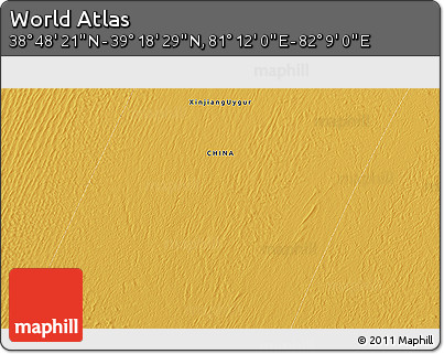 Physical 3D Map of the Area around 39° 3' 25" N, 81° 40' 30" E