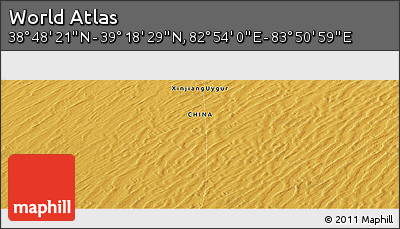 Physical Panoramic Map of the Area around 39° 3' 25" N, 83° 22' 30" E